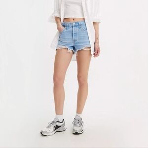 Levi's Distressed Jean Shorts High-Waisted Cut-Off Sz 33